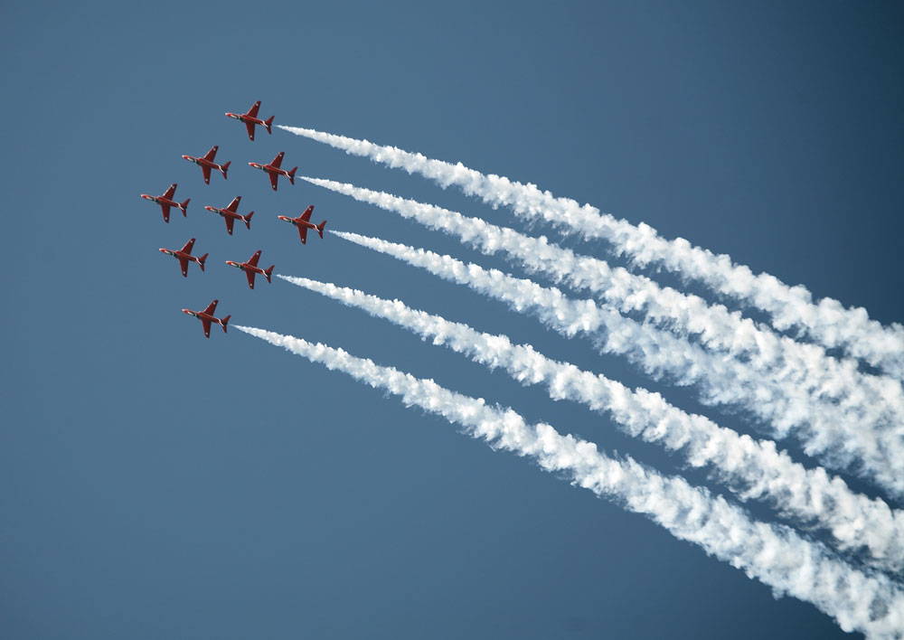 The Diamond nine trade mark in a clear blue sky